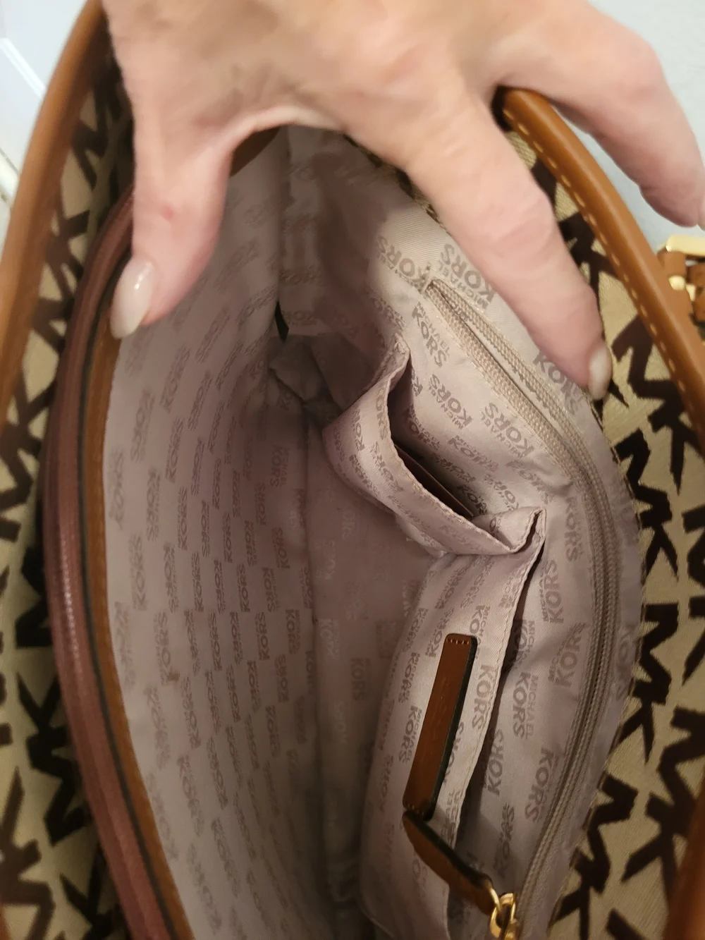 Michael Michael Kors Tan and Brown MK Monogram Tote 13